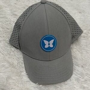 Men's Gray Cap with Blue Butterfly Emblem